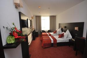 巴克乌EMD酒店的酒店客房设有两张床和电视。