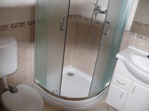 锡尔沃斯瓦里德提普塔普拉克旅馆的带淋浴、卫生间和盥洗盆的浴室