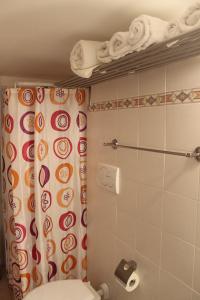 马丁纳弗兰卡la casetta的一间带卫生间和淋浴帘的浴室