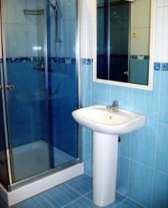日托米尔盖伊基酒店的一间带水槽和淋浴的浴室