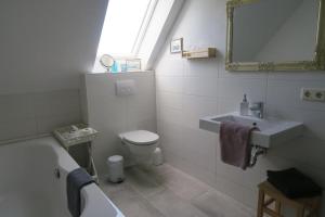 胡苏姆Ferienhaus Richard的浴室配有盥洗池、卫生间和镜子。