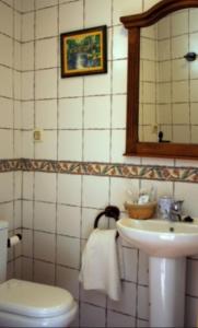 卡索拉Casa Ribera de Cazorla的一间带水槽、卫生间和镜子的浴室
