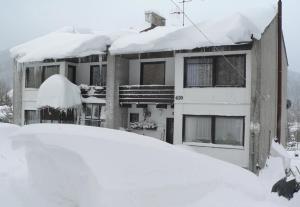 哈拉霍夫Konvalinka - ubytování v soukromí的一堆积雪覆盖的房子