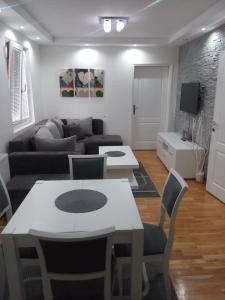 兹拉蒂博尔Apartments Novakovic的客厅配有沙发和桌子