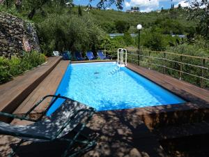 基亚瓦里Belvedere Lodge的游泳池旁设有甲板和椅子