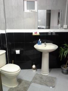 卡特勒博尔纳Hello Guest House的一间带卫生间和水槽的浴室
