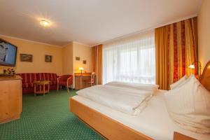 米滕瓦尔德拉尔晨航旅馆的酒店客房设有床和窗户。