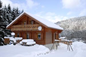 克松吕-隆日梅Chalet Mauselaine的雪地小木屋