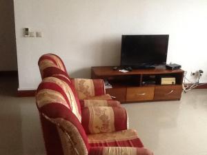 圣多美E格拉瓦那公寓的客厅配有椅子和电视