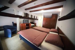 卢布尔雅那普利沃尼库旅馆的酒店客房设有两张床和电视。