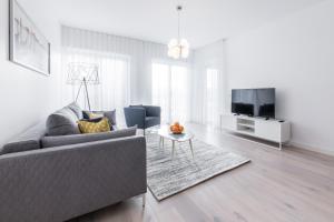 塔林Tallinn Premium Apartments的带沙发和电视的客厅