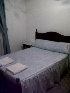 奥尔维拉Hostal Medina的一间卧室配有一张床,上面有两条毛巾