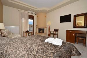 卡托劳塔翁菲利皮酒店的酒店客房配有一张床和一个壁炉。
