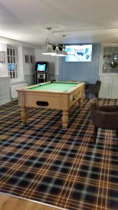 坎伯恩泰亚科斯酒店的一间设有一张位于地毯上的台球桌的房间