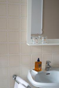 维也纳安塞尔复古客房酒店的浴室设有白色水槽和镜子