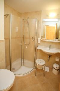 劳森豪森弗杜那机场酒店的带淋浴和盥洗盆的浴室