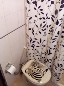 罗萨里奥Oroño 1的一间带卫生间和淋浴帘的浴室