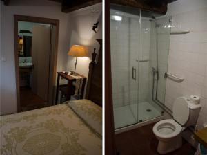 英雄港奎尼塔德艾斯普瑞德桑托酒店的两张照片,浴室设有淋浴和卫生间
