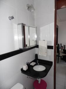 大坎皮纳Apartamento para temporada的一间带水槽和镜子的浴室