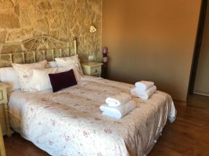 萨拉曼卡Casa rural Miranda的一间卧室配有带毛巾的床