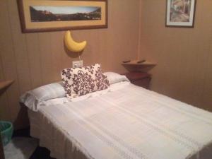 格拉纳达阿尔拜辛莫尼旅馆 的卧室配有白色的床和枕头。