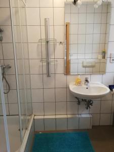 吕本Ferienwohnung-gurran的一间带水槽和淋浴的浴室