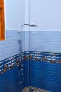 坦加拉Green turtle的带淋浴的浴室(带蓝色墙壁)