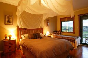 怀托摩洞穴艾布赛尔宾馆的一间卧室配有两张床,上面有泰迪熊