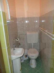 斯科普里乡村汽车旅馆的一间带卫生间和水槽的小浴室