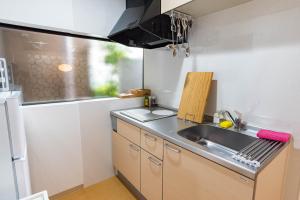 大阪Bijou Suites Nagomi的一个带水槽和台面的小厨房