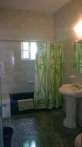 安东尼奥港Fairy Hill Palms的带淋浴、盥洗盆和浴缸的浴室