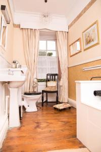 菲什加德Priskilly Forest Country House的一间带水槽和卫生间的浴室以及窗户。