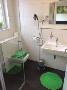 埃森Bergcafè - Hotel Kammann的一间带卫生间和水槽的浴室
