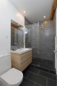 蒙彼利埃L'Argenterie, Apparts de charme climatisé parking gratuit的浴室配有白色卫生间和盥洗盆。
