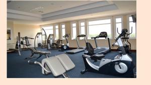 Thanh Bình安禄酒店及Spa的健身房设有数台跑步机和健身自行车