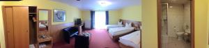 锡格堡卡赛罗勒酒店的酒店客房设有带两张床和淋浴的卧室。