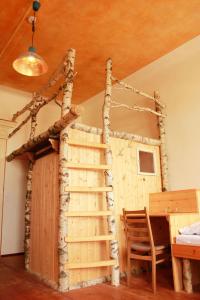 莱比锡Spirit Lodge Leipzig的木板和梯子制成的游戏房