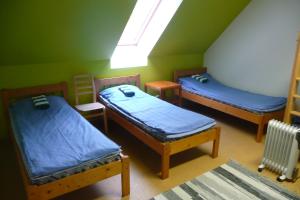 VanamõisaPähklimäe Laagrikeskus的客房设有三张双层床和天窗。