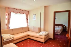 班斯科马丁俱乐部酒店的客厅配有沙发和1张床
