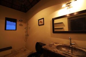 La VentanaNomada hotel的一间带水槽、镜子和淋浴的浴室