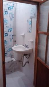 瓜纳华托真实柏南撒波萨达酒店的一间带水槽和卫生间的浴室