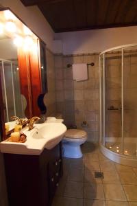 切佩洛沃Hotel Petrotechno的浴室配有卫生间、盥洗盆和淋浴。