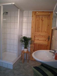 HermsdorfKammbaude的带浴缸、水槽和淋浴的浴室