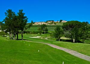 斯泰伦博斯Devonvale Golf & Wine Estate的草地上带小径的高尔夫球场