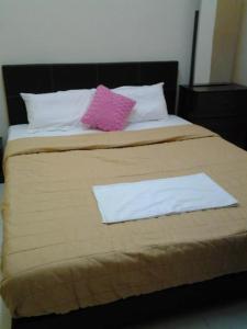 宋溪阿丽莎民宿的床上配有两个白色粉色枕头