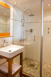 拉克吕萨保利尔酒店的一间带水槽和淋浴的浴室