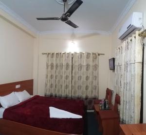 拜拉哈瓦Hotel Daisy Park的一间卧室配有一张床和吊扇