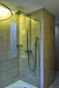 弗里代克-米斯泰克菲伊德米斯泰克非洲酒店的浴室里设有玻璃门淋浴