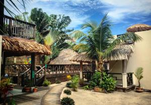 珀拉什奇亚Caribbean Beach Cabanas - A PUR Hotel的棕榈树和木制走道的度假村