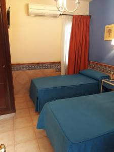 塞维利亚多纳特立尼达酒店的客房设有两张床和窗户。